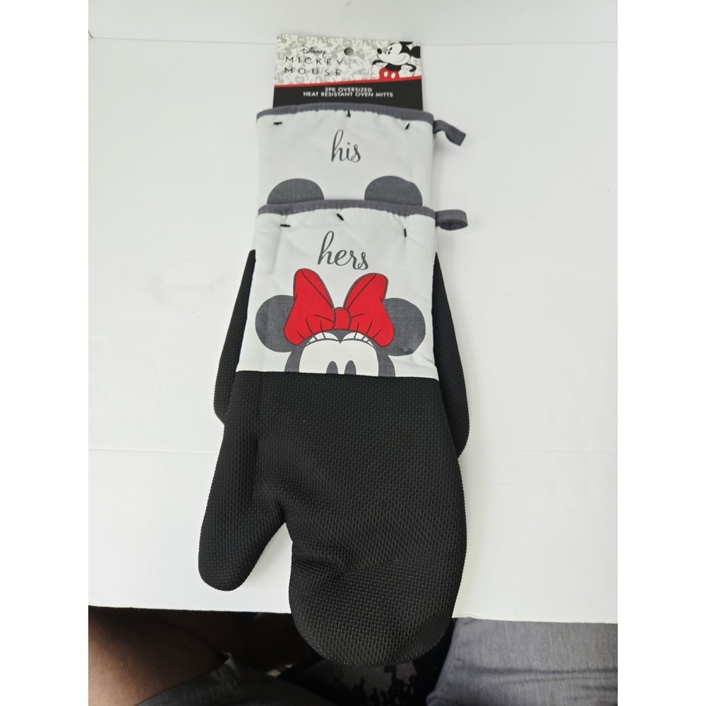 Disney Mickey Mouse His Hers Wedding oversized oven mitts NEW